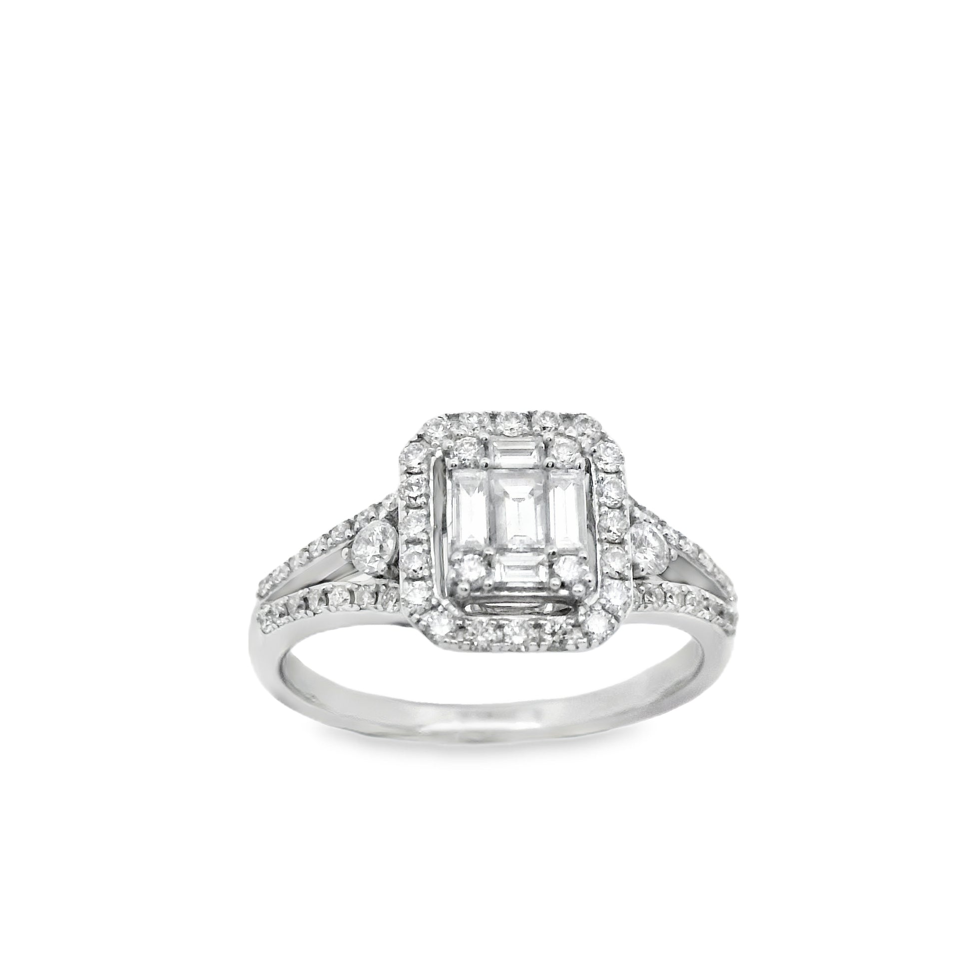 Zeghani White Gold Princess Cut Halo Engagement Ring | Zeghani | Luby 