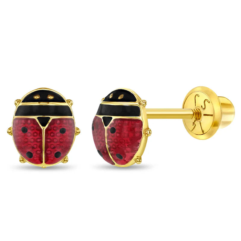 14k Garden Ladybug Girls Earrings | Children Collection | Luby 