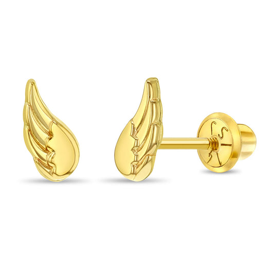 14k Angel Wings Children's Earrings | Children Collection | Luby 
