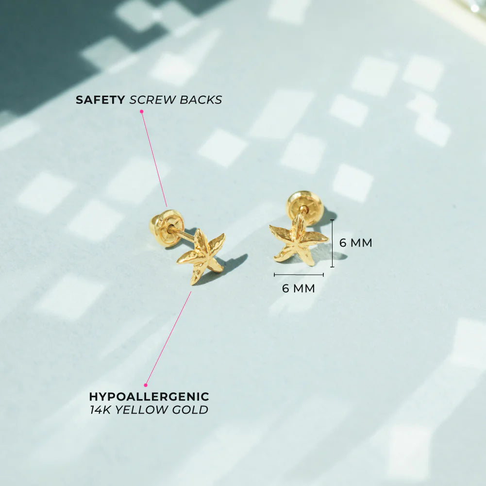 14k Starfish Girl Earrings