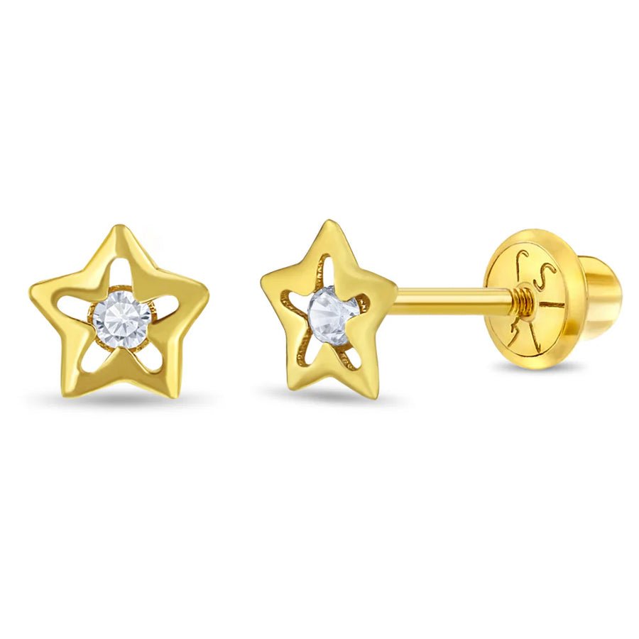 14k CZ Star Girl Earrings