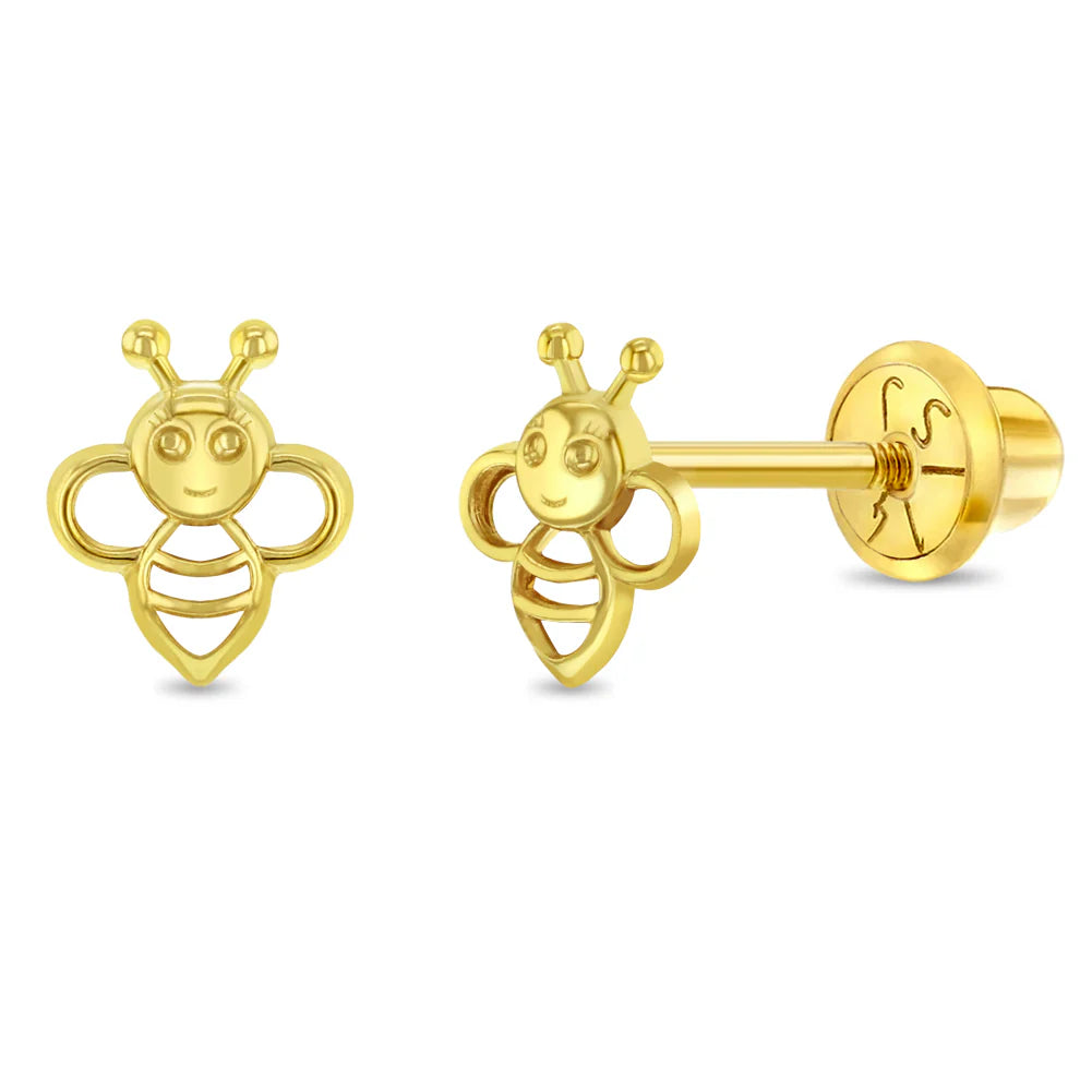 14k Sweet Bee Girl Earrings
