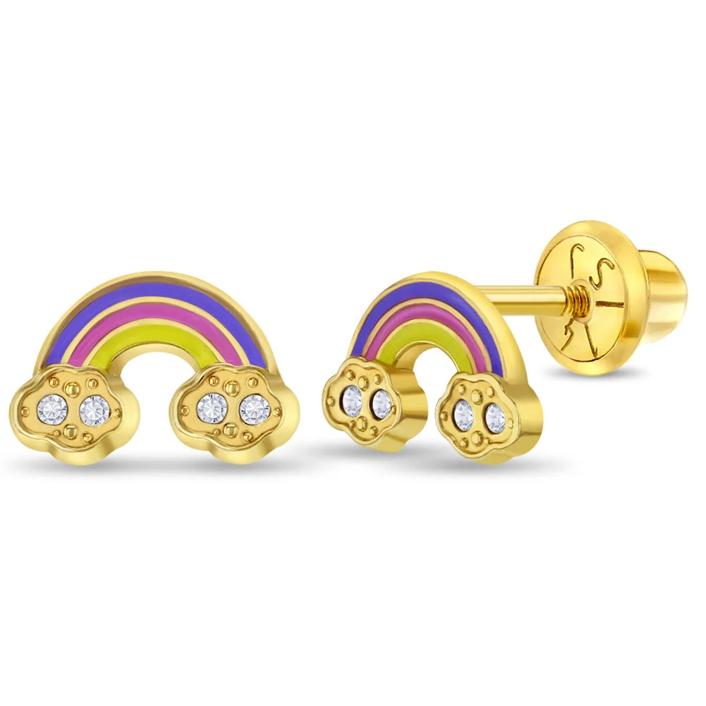 14k Enamel Rainbow Girl Earrings