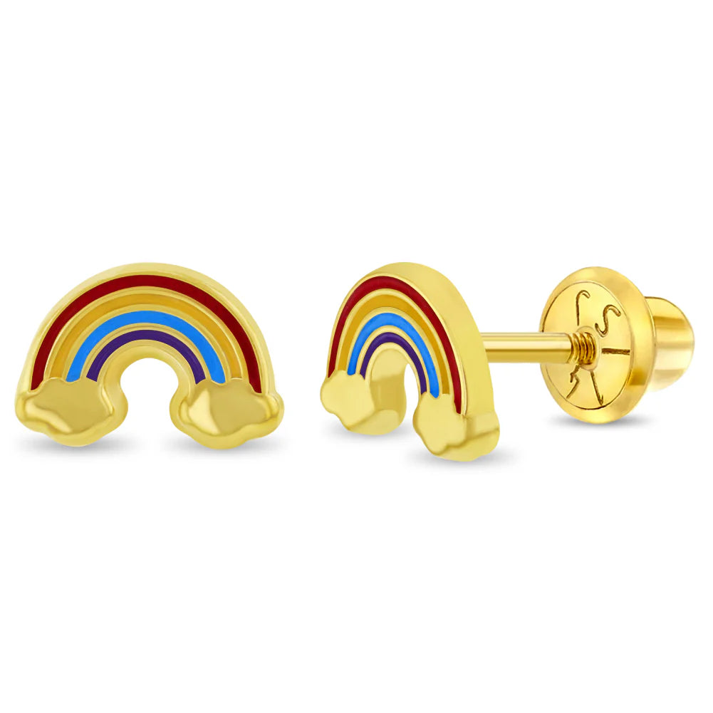 14k Enamel Rainbow Girl Earrings | Children Collection | Luby 