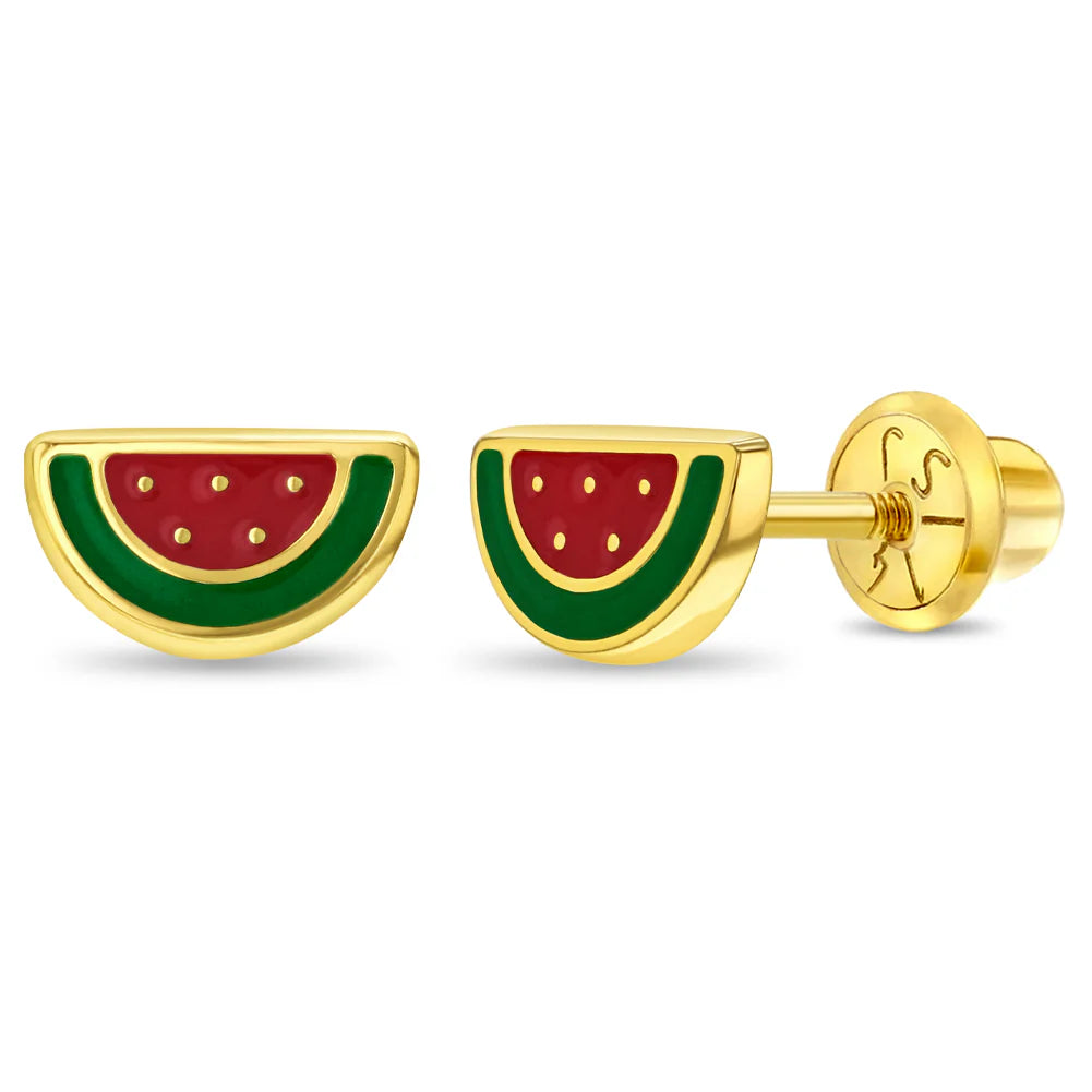 14k Vibrant Watermelon Girl Earrings | Children Collection | Luby 