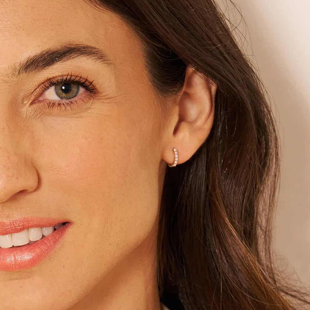 14k Petite Pearl Hoop Earrings | Children Collection | Luby 