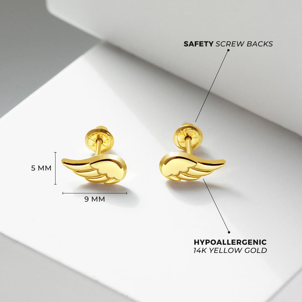 14k Feathered Wing Earrings | Children Collection | Luby 