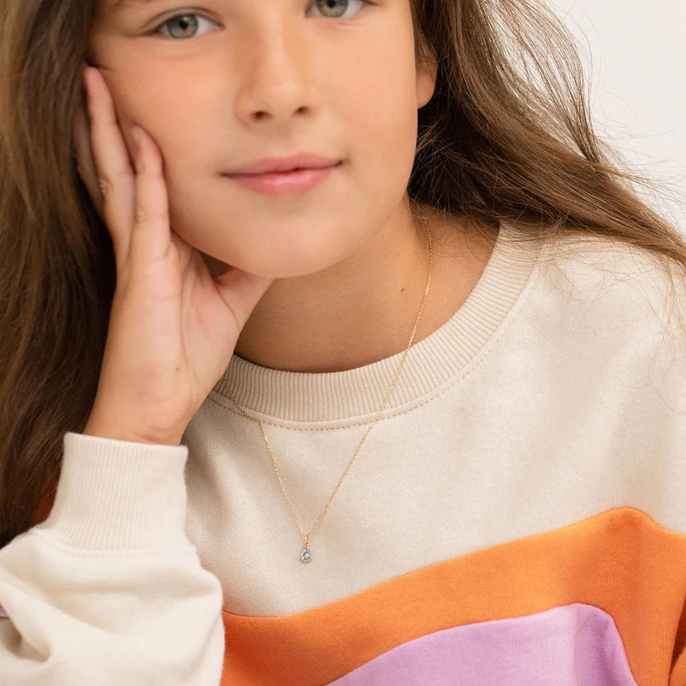 CZ Birthstone Children's Pendant Necklace | Children Collection | Luby 