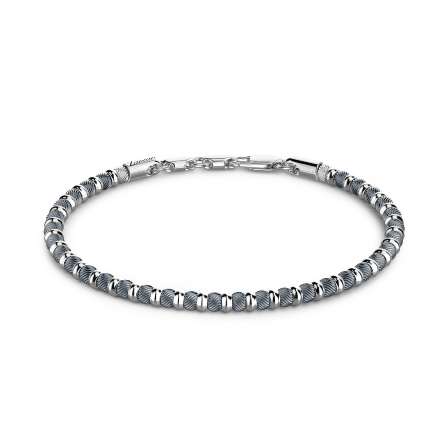 Pulsera Abalorios Gris y Plata
