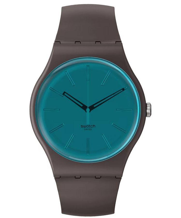 Swatch DARK DUALITY (41mm) Teal Dial / Brown Bio-Sourced Strap