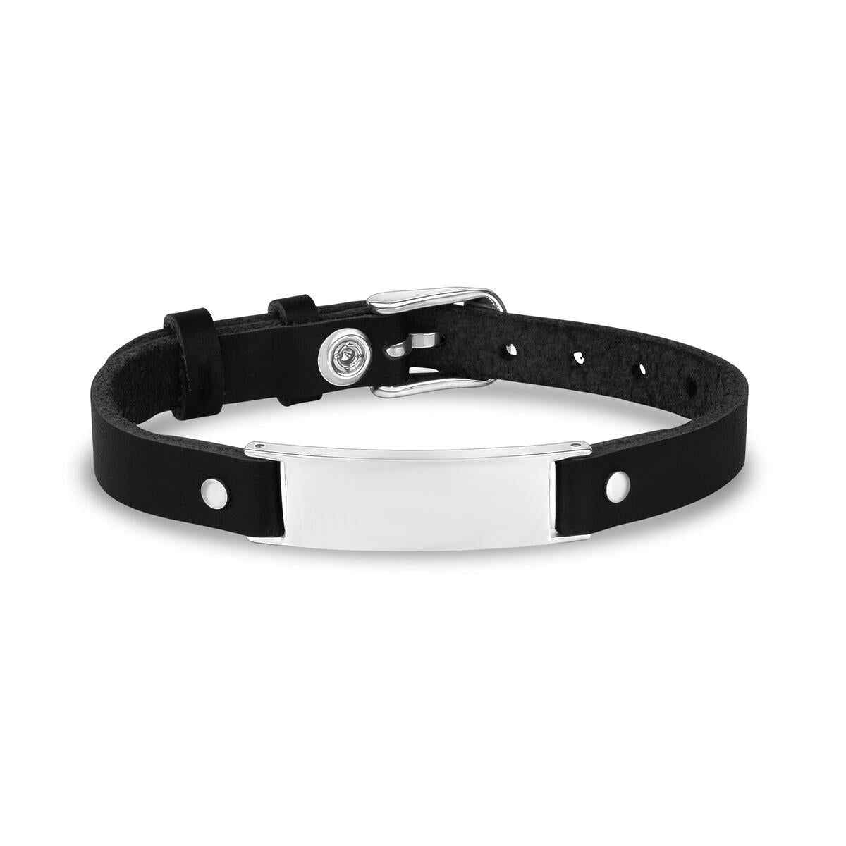 BLACK LEATHER ID BRACELET | ARZ Steel | Luby 