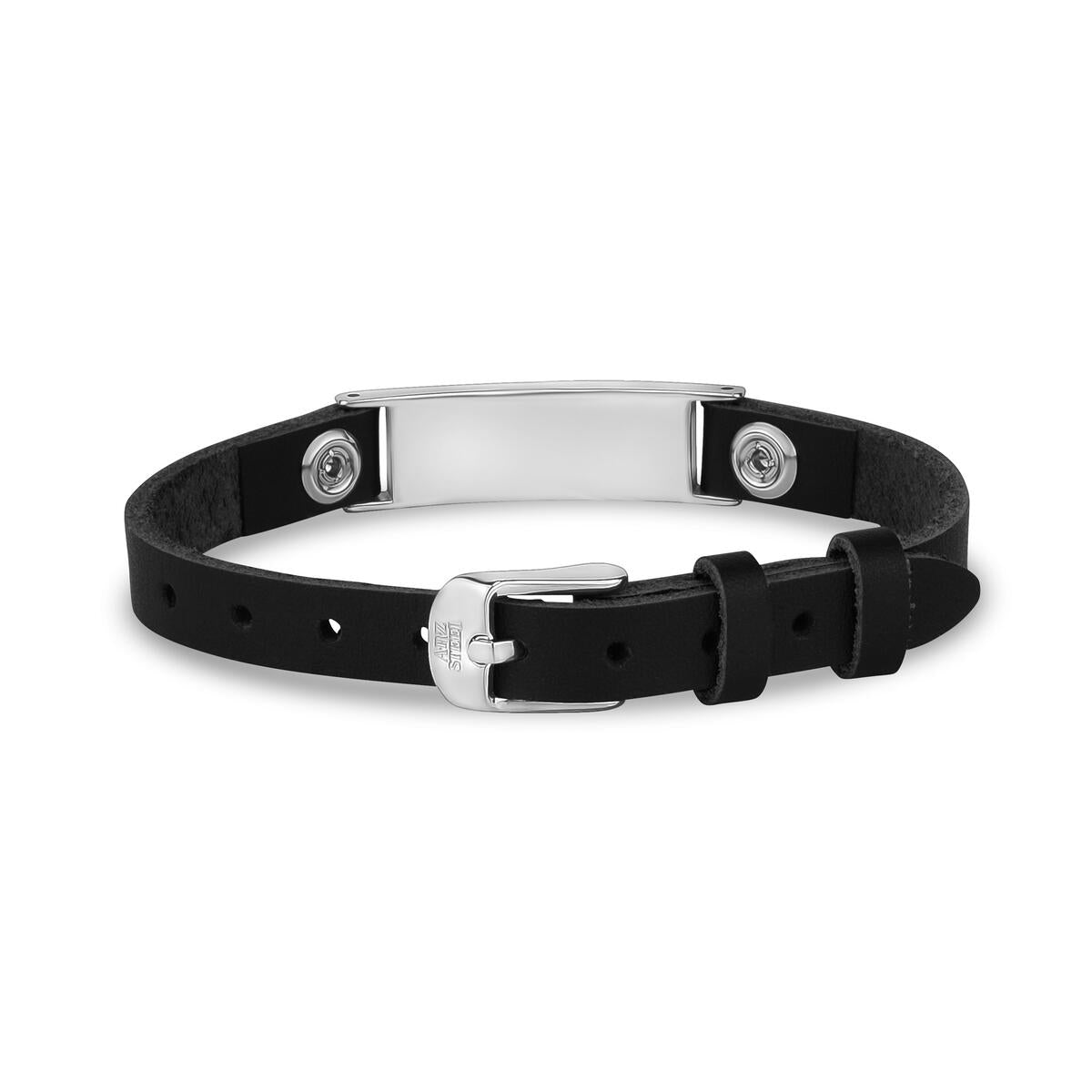 BLACK LEATHER ID BRACELET | ARZ Steel | Luby 