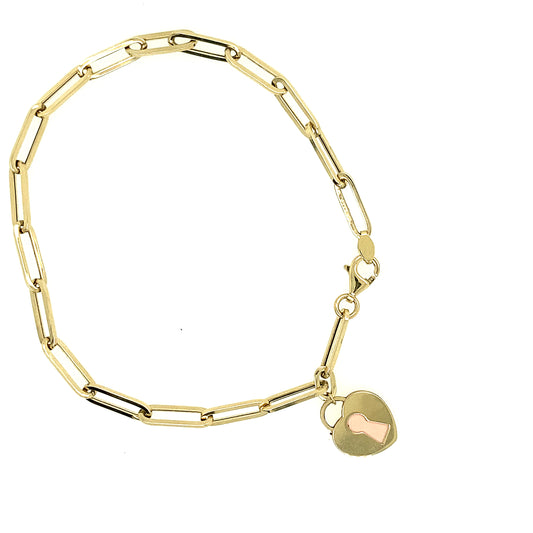 14K Gold Link with Padlock Heart | Luby Gold Collection | Luby 