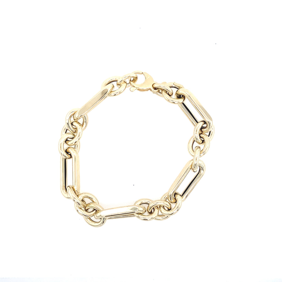 Pulsera de eslabones largos y circulares de oro de 14 quilates
