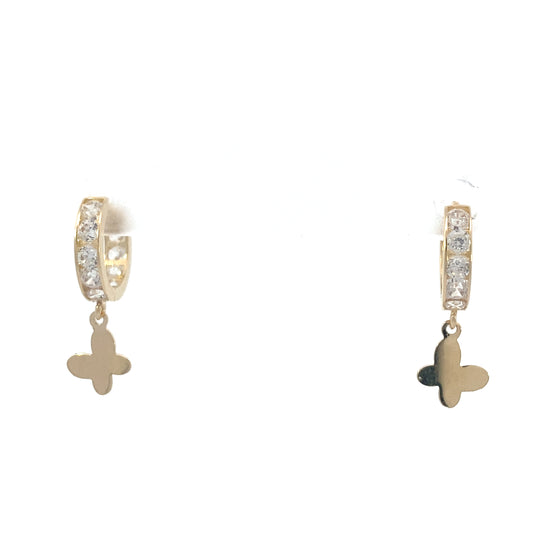 14K Gold CZ Hoops with Butterfly | Luby Gold Collection | Luby 