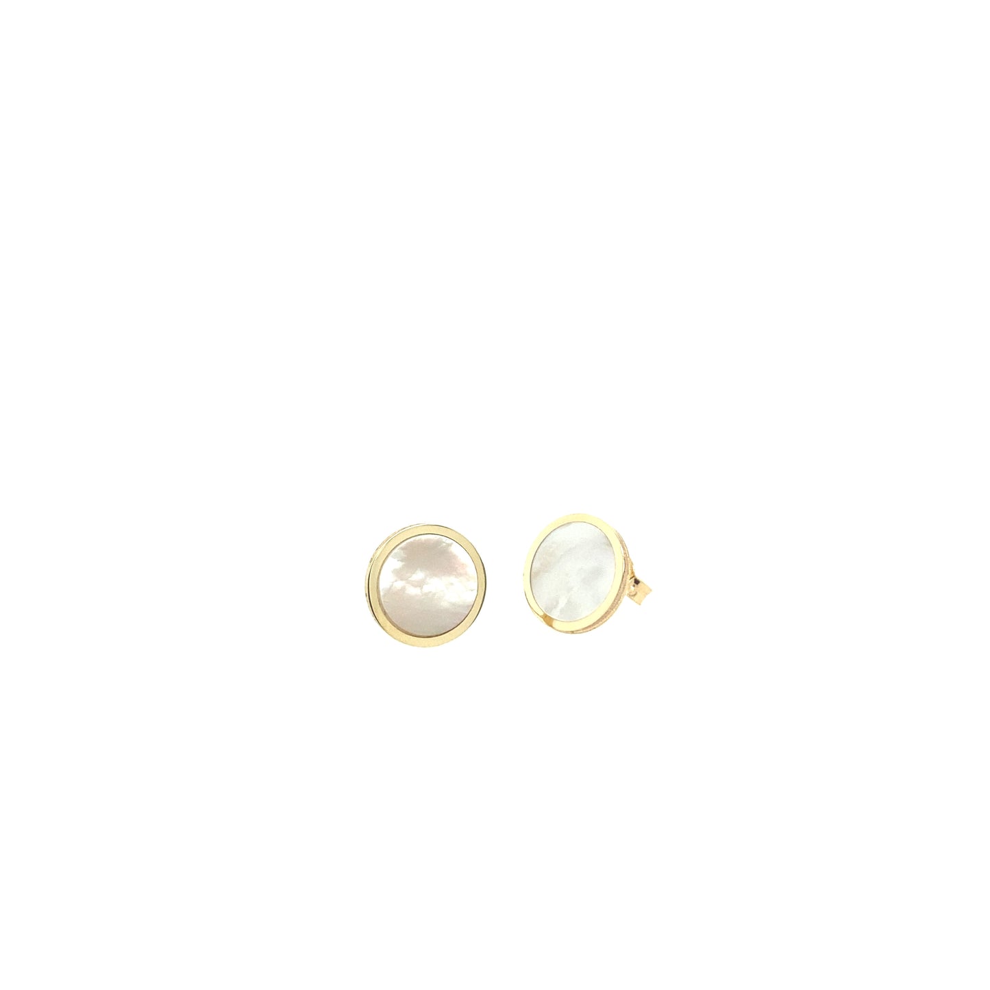 14k Gold Mother Pearl Circle Stud Earrings | Luby Gold Collection | Luby 