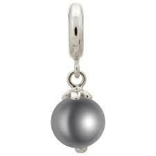 Dije del tesoro de la perla gris (plata/gris)