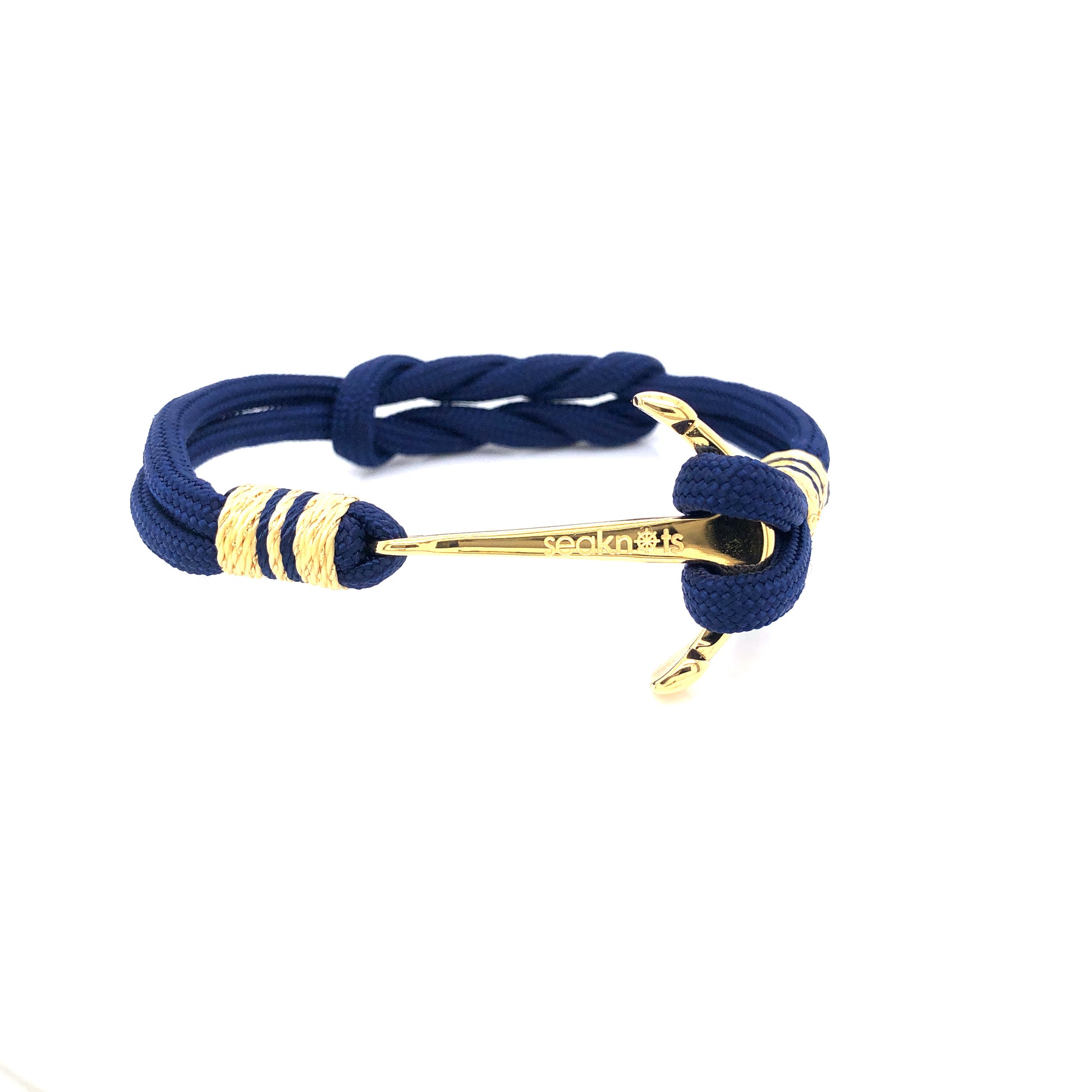 Navy Blue Double Cord with Gold Anchor Bracelet (Blue/Gold) | SEAKNOTS | Luby 