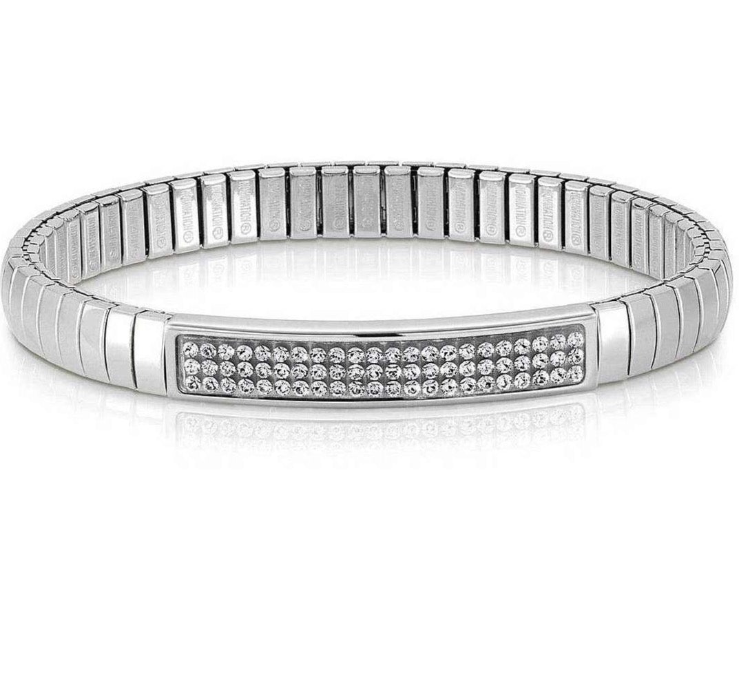 Glitter Stretch Bracelet in Silver & White Crystals | Nomination Italy | Luby 