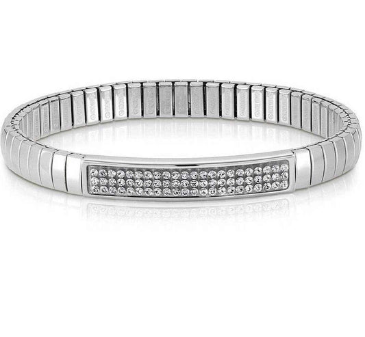 Glitter Stretch Bracelet in Silver & White Crystals | Nomination Italy | Luby 