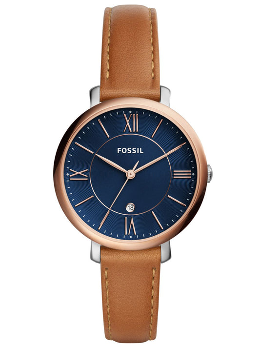 Ladies Jacqueline Watch (Brown/Blue/Rose-Gold) | Fossil | Luby 