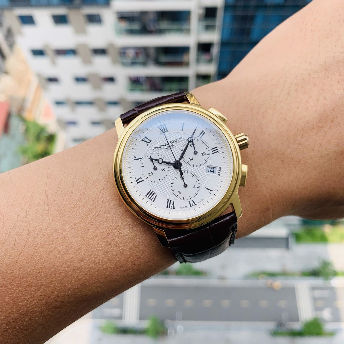 Classics Quartz Chronograph (Gold/Brown) | Frederique Constant | Luby 