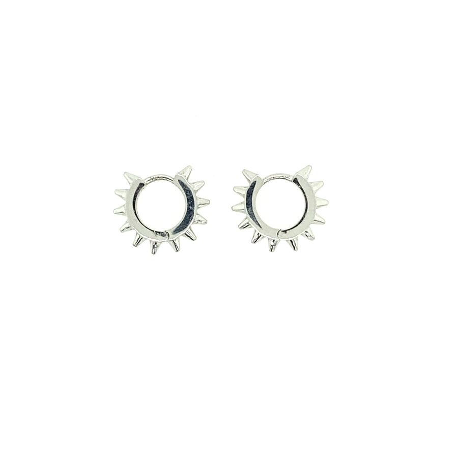 14K Gold Spike Design 10mm Huggie Earrings