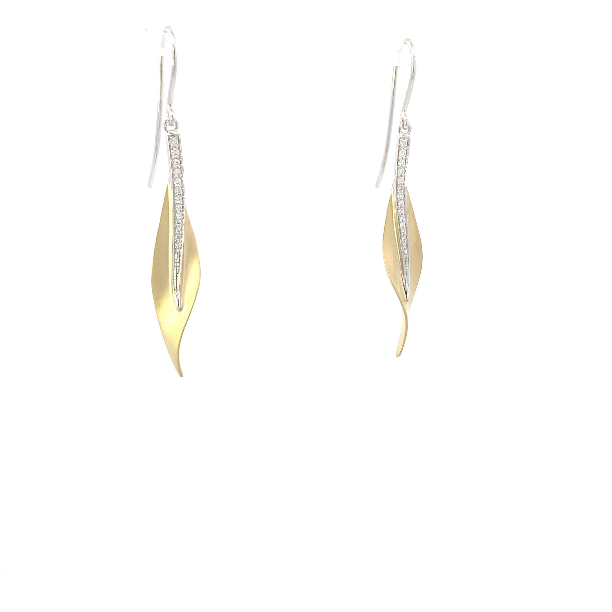 SKINNY LEAF GOLD EARRINGS | Simon G | Luby 