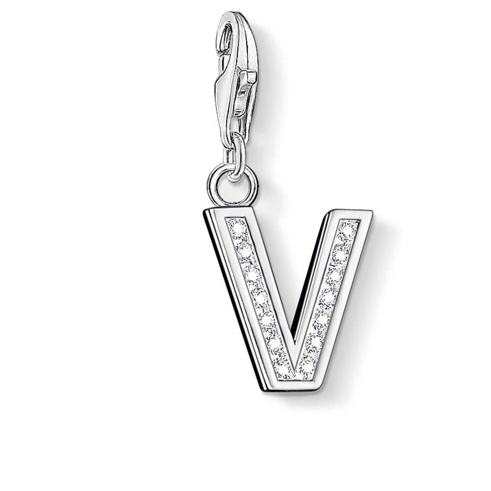 Letter V with CZ Crystals Charm (Silver) | Thomas Sabo | Luby 