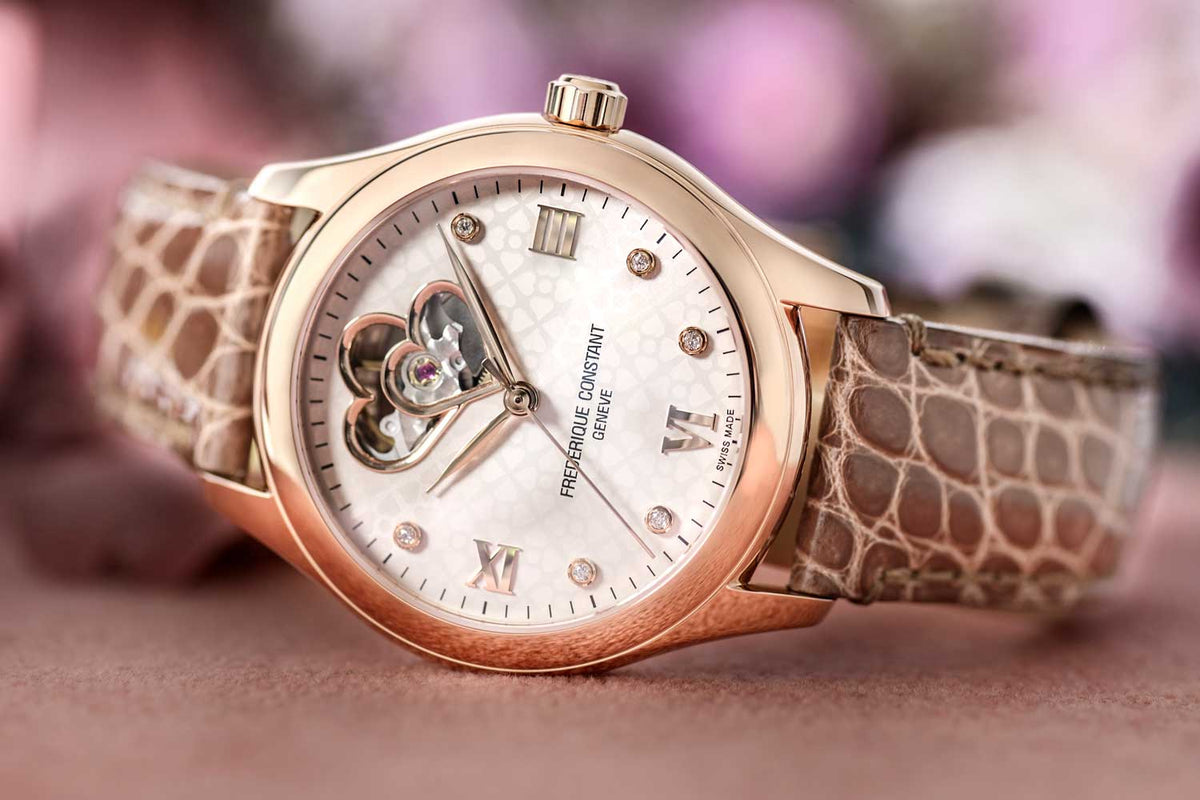Ladies Automatic Double Heartbeat (Rose-Gold/Brown) | Frederique Constant | Luby 