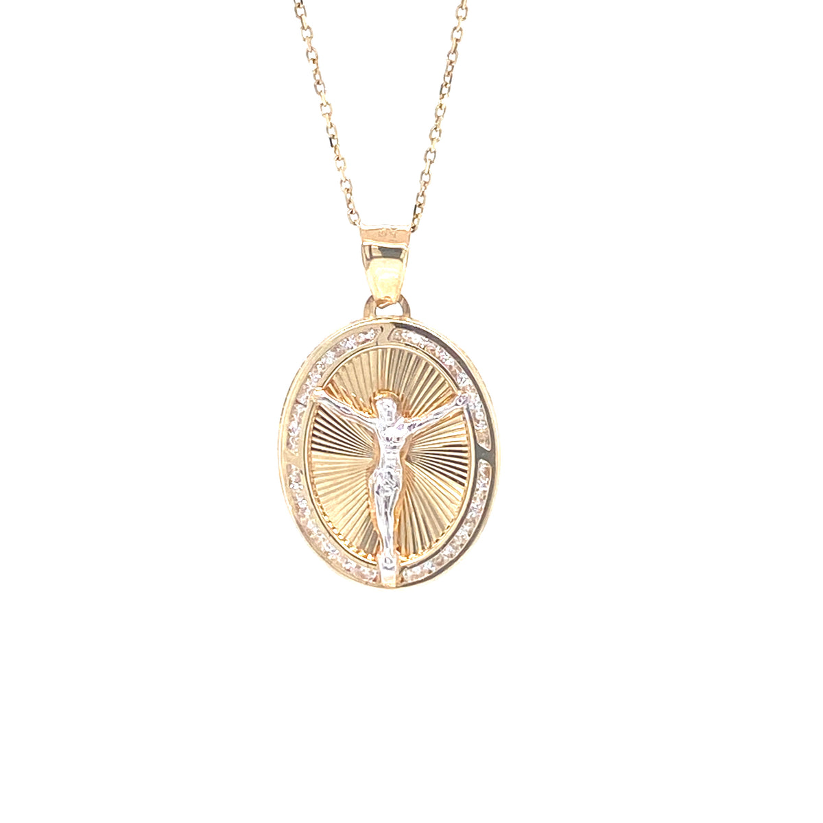 Oval Jesus Two-Tone 14k Gold & Zirconia Pendant | Luby Gold Collection | Luby 
