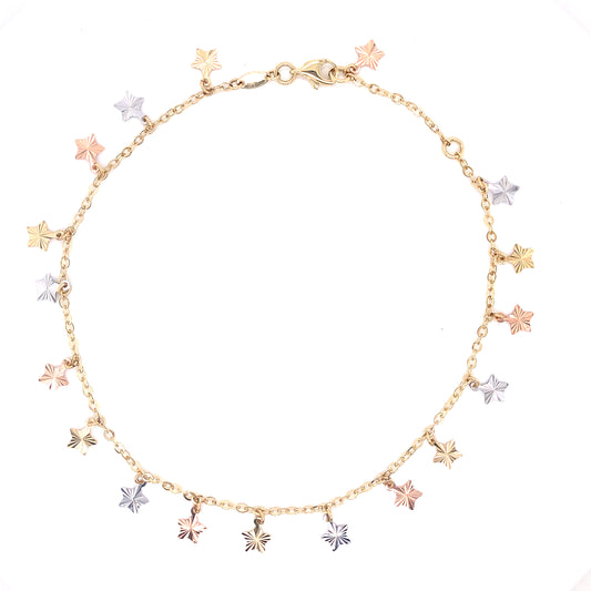 Anklet Tri-Color With Star | Luby Gold Collection | Luby 