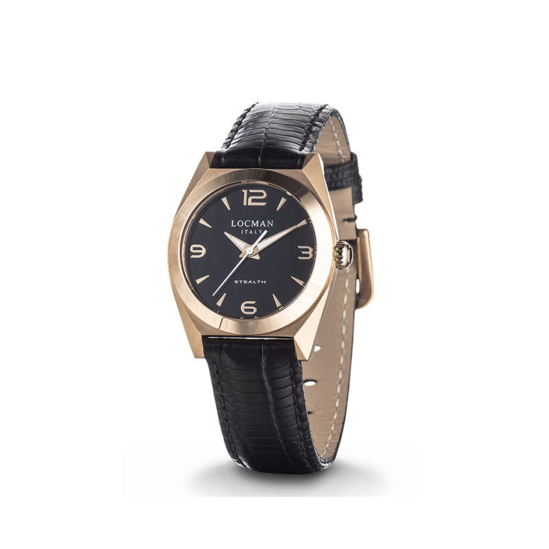 Stealth Locman RG Reloj de mujer con correa de cuero negro