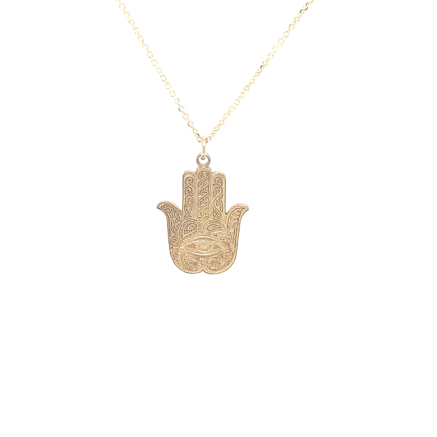 14K Hand of Fatima Engraved Gold Pendant | Luby Gold Collection | Luby 