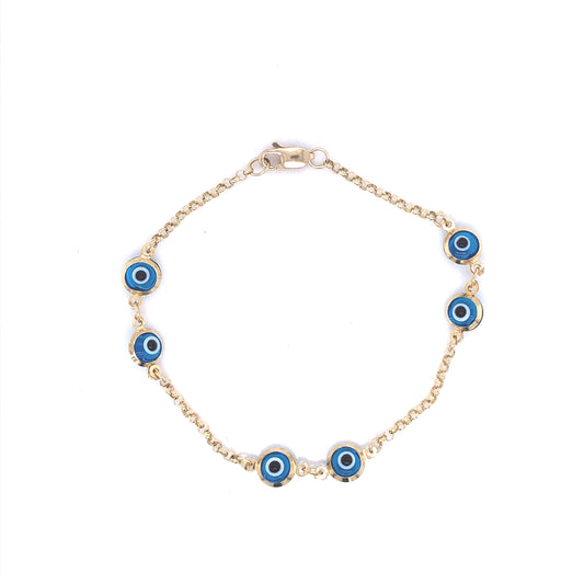 14K Light Blue Evil Eye Gold Bracelet | Luby Gold Collection | Luby 