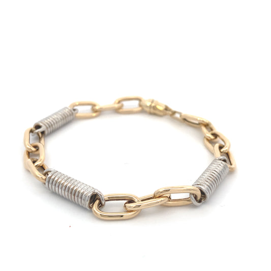 14K Gold 2/T Link Barrel Bracelet | Luby Gold Collection | Luby 