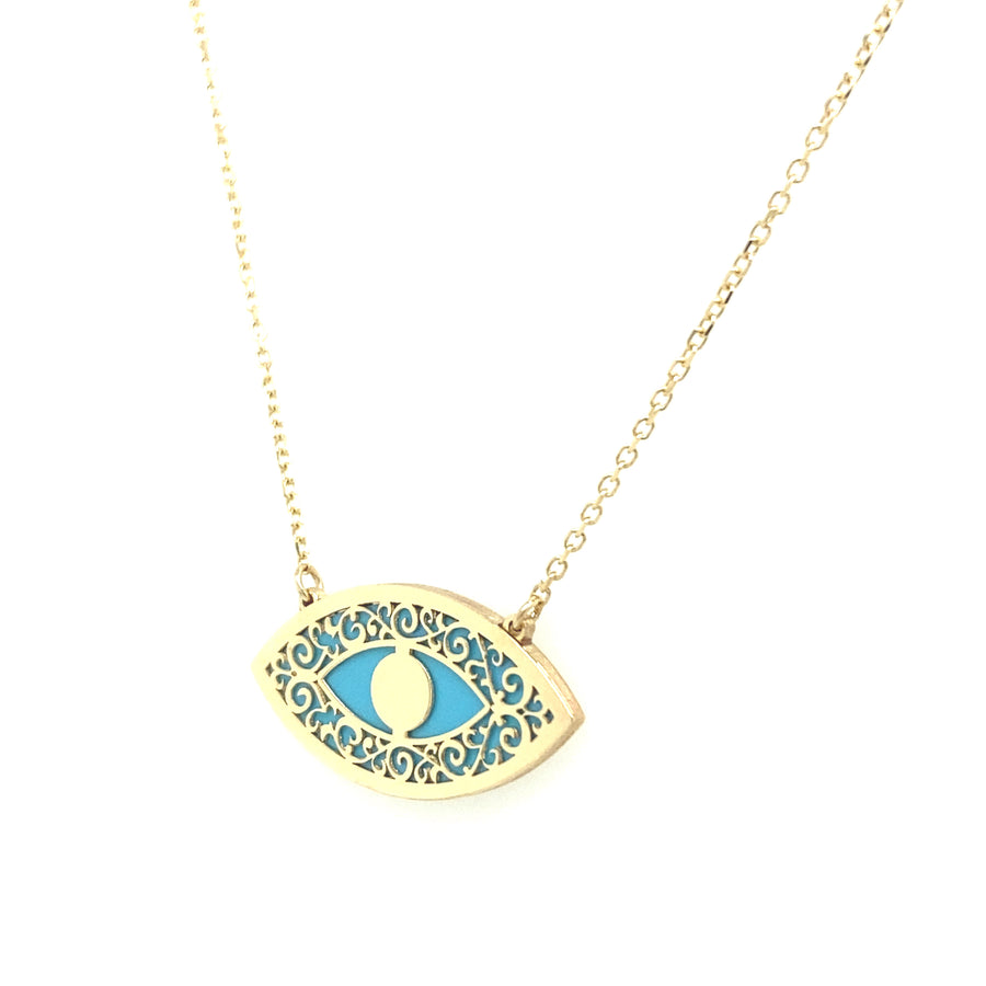 14k Gold Eye Necklace
