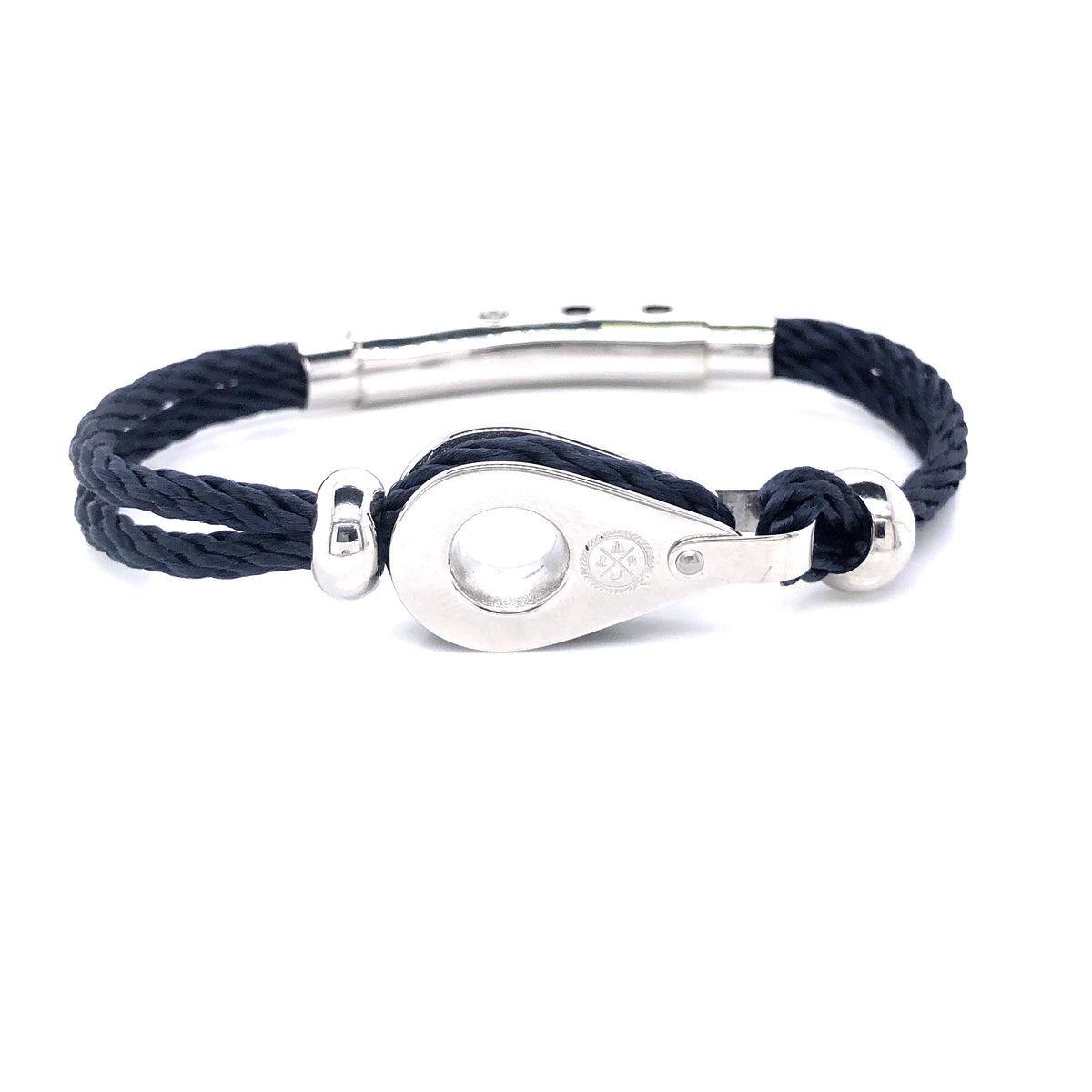Blue Double Cord with Silver Pulley and Beads Bracelet (Silver) | Seaknots | Luby 