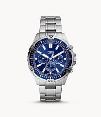 Garret Chronograph Watch (Silver/Blue) | Fossil | Luby 