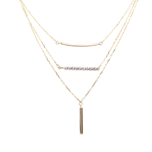 Triple Layer Two-Tone 14k Gold Chain Necklace | Luby Gold Collection | Luby 