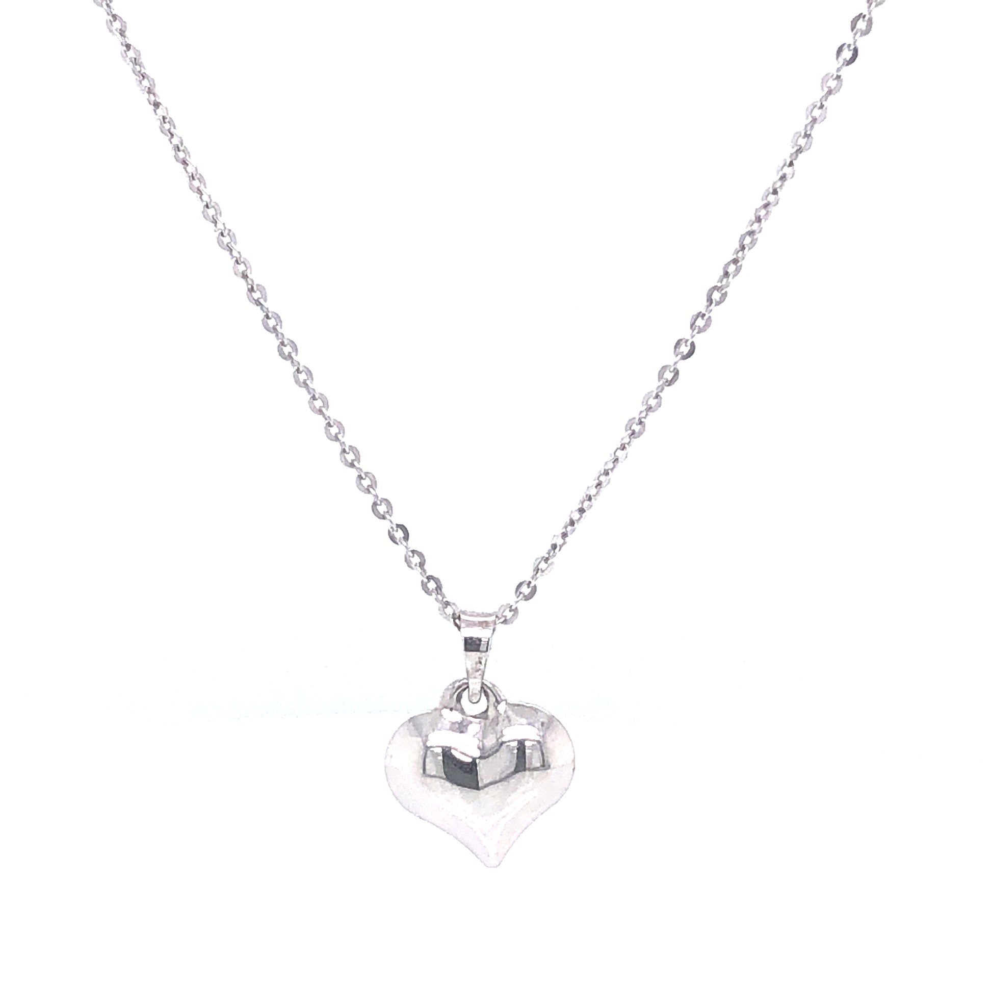 14K Puff Heart White Gold Pendant | Luby Gold Collection | Luby 