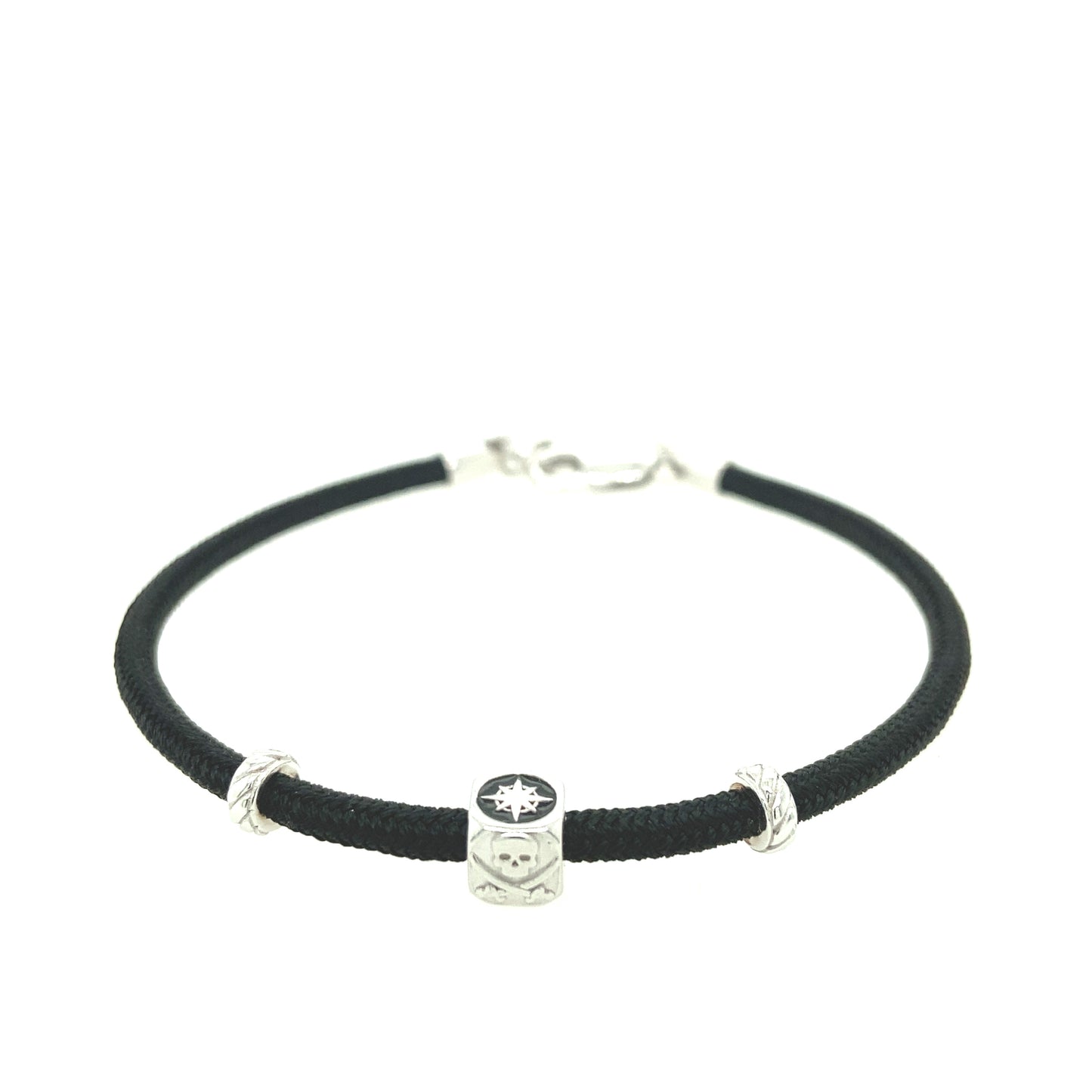 Black Nylon Cord Sterling Silver Charms Pirates | BORSARI | Luby 