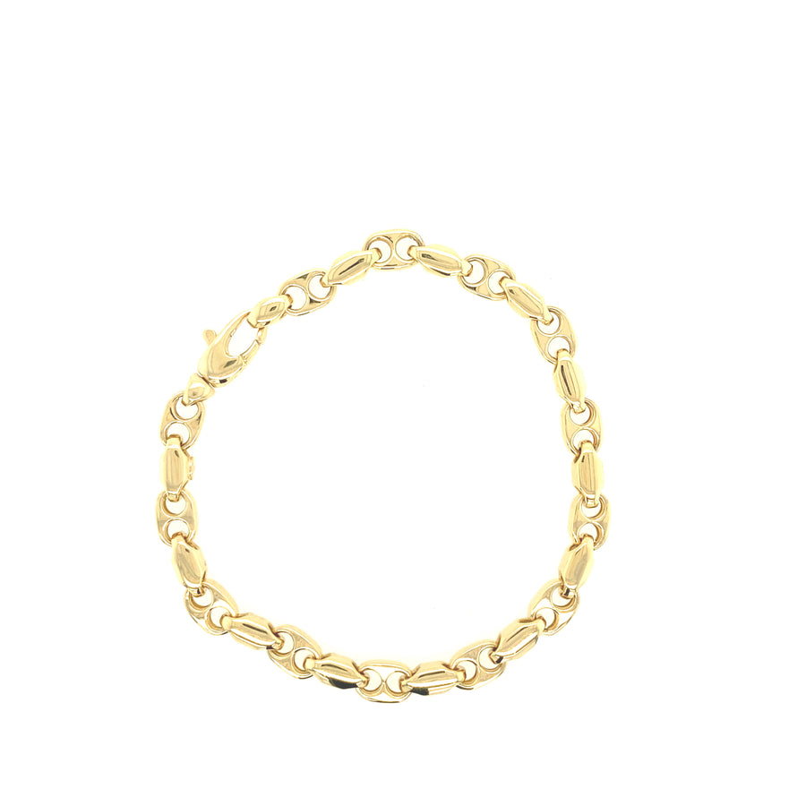 Pulsera de oro de 14 quilates con eslabones de hojaldre