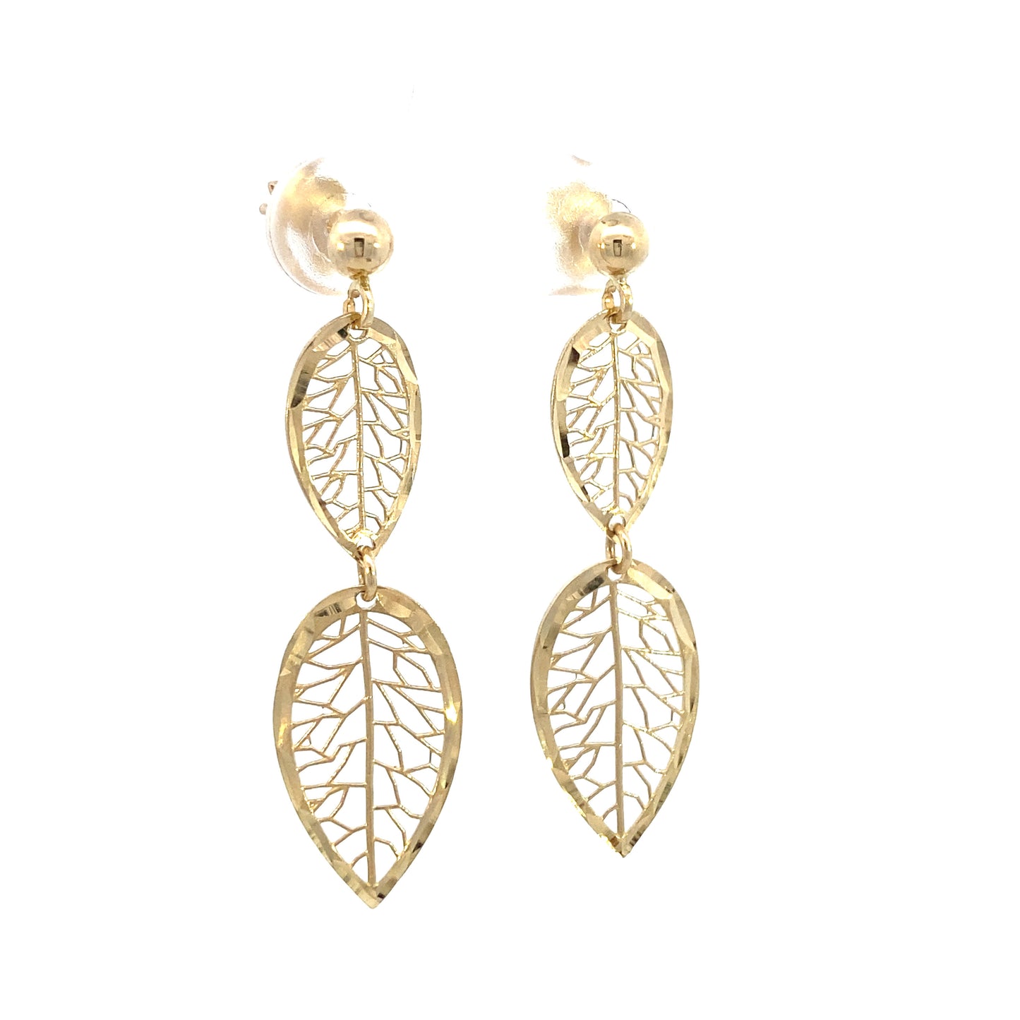 14K Gold Leaves Long Earrings | Luby Gold Collection | Luby 