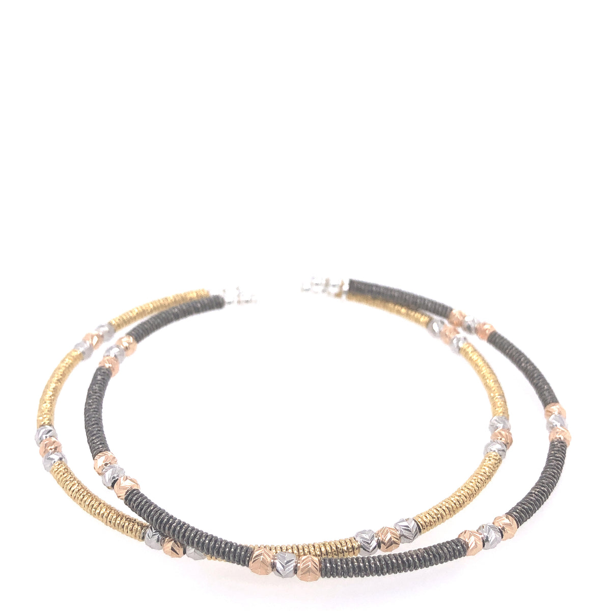 Gold & Charcoal Gray Sterling Silver Set of 2 Bangle Bracelets | Luby Silver Collection | Luby 