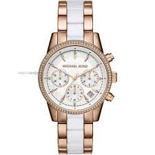 Ladies' Ritz Chronograph Watch (White/Rose-Gold) | Michael Kors | Luby 