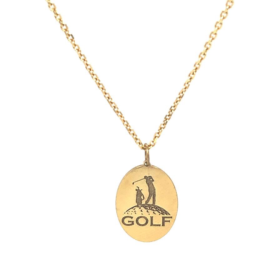 14K Gold Pendant Oval Golf