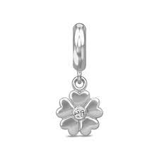 Encanto de flor de corazón (plata)