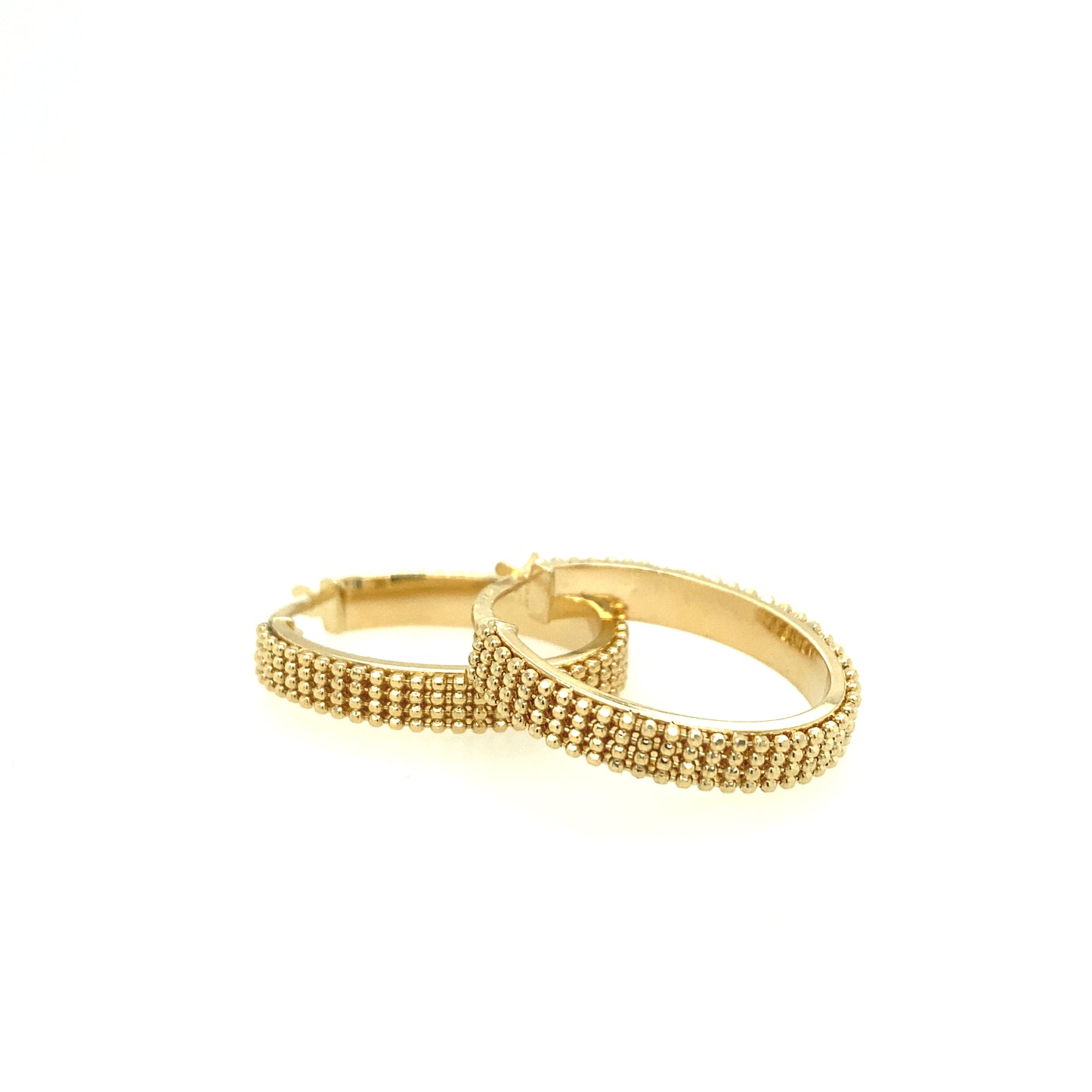 14K Fancy Dot Pattern Hoops | Luby Gold Collection | Luby 