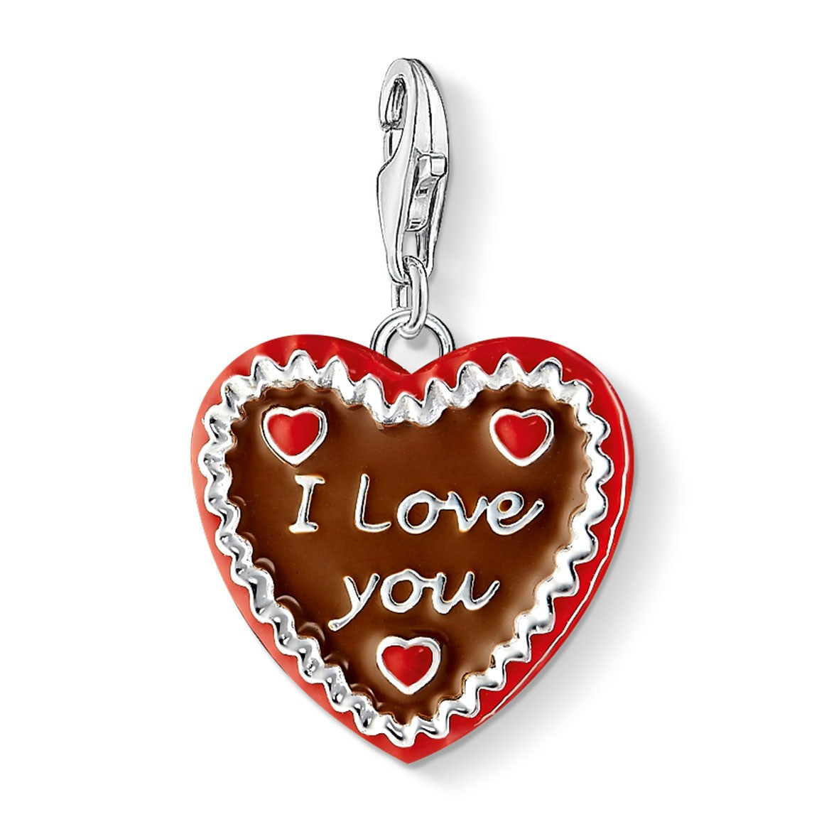 Gingerbread Heart "I Love You" Charm (Silver/Red/Brown) | Thomas Sabo | Luby 